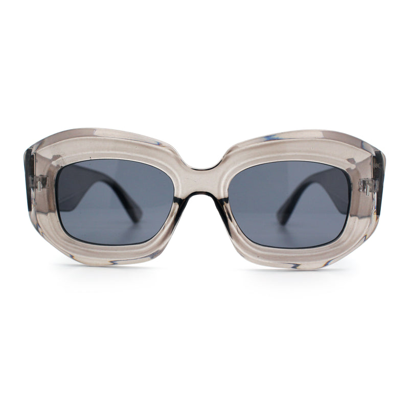 Womens Mod Thick Beveled Plastic Retro Glamorous Sunglasses