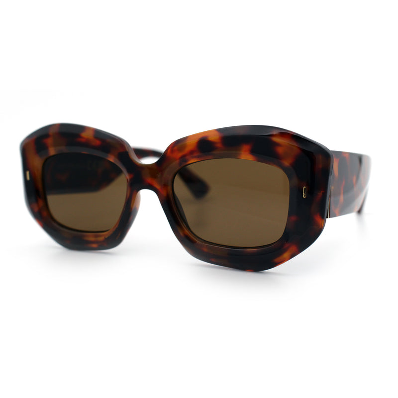 Womens Mod Thick Beveled Plastic Retro Glamorous Sunglasses