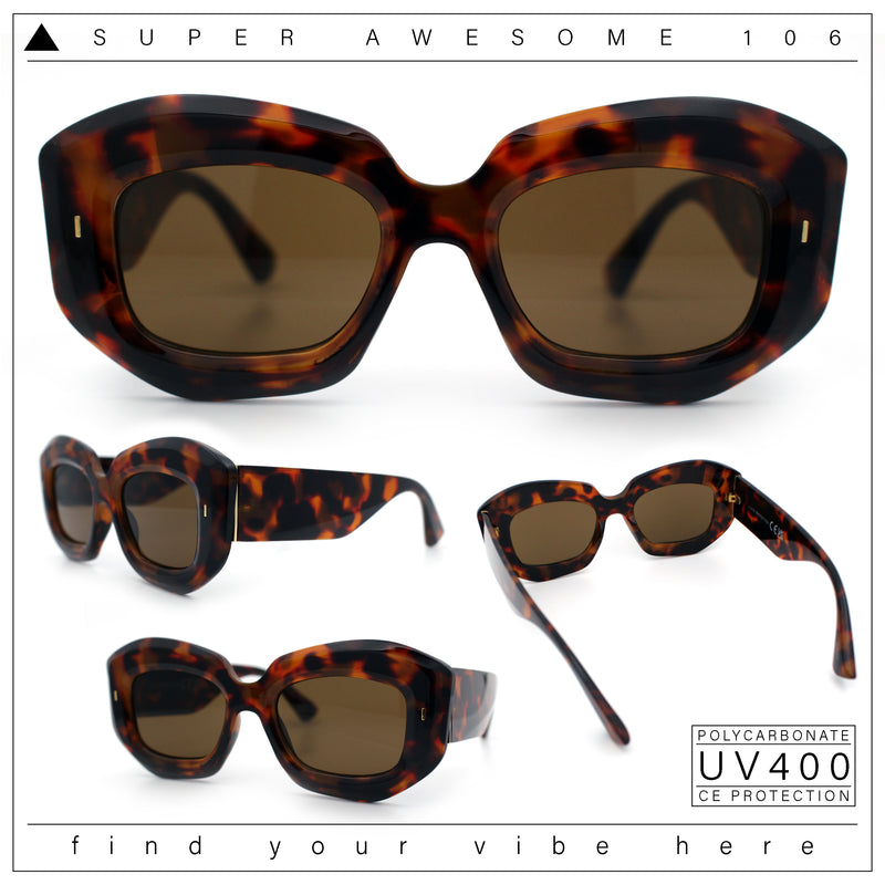 Womens Mod Thick Beveled Plastic Retro Glamorous Sunglasses