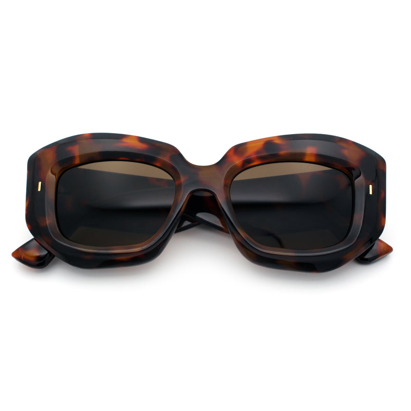 Womens Mod Thick Beveled Plastic Retro Glamorous Sunglasses
