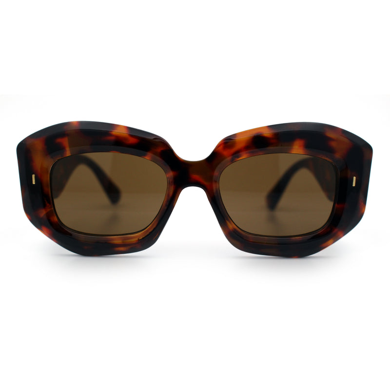 Womens Mod Thick Beveled Plastic Retro Glamorous Sunglasses