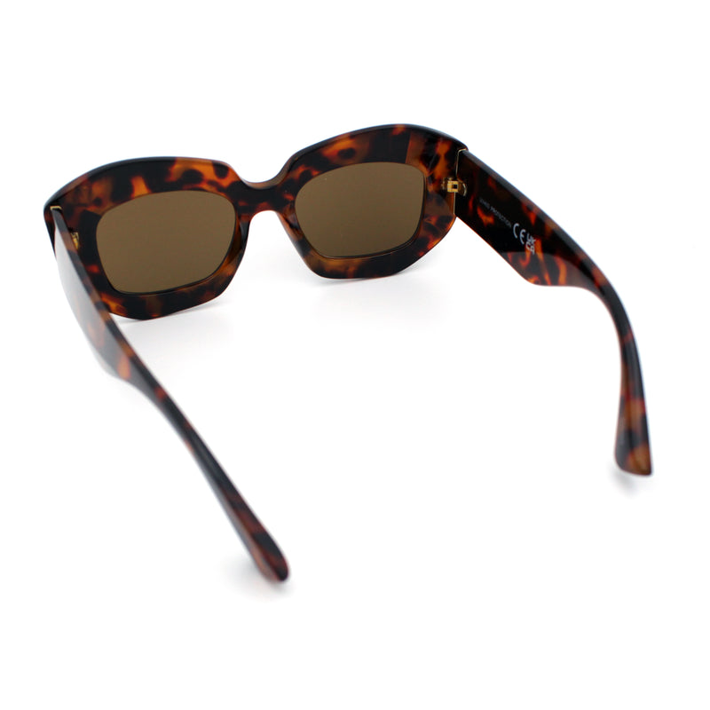 Womens Mod Thick Beveled Plastic Retro Glamorous Sunglasses
