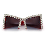 Womens Large Rhinestone Bold Angular Squared Rectangle Plastic Sunglasses