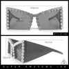 Womens Large Rhinestone Bold Angular Squared Rectangle Plastic Sunglasses