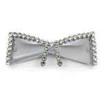 Womens Large Rhinestone Bold Angular Squared Rectangle Plastic Sunglasses