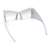 Womens Large Rhinestone Bold Angular Squared Rectangle Plastic Sunglasses