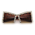 Womens Large Rhinestone Bold Angular Squared Rectangle Plastic Sunglasses