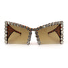 Womens Large Rhinestone Bold Angular Squared Rectangle Plastic Sunglasses