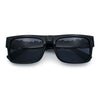Locs Mens Bold Gothic Logo Thick Arm Horn Rim Gangster All Black Sunglasses