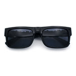 Locs Mens Bold Gothic Logo Thick Arm Horn Rim Gangster All Black Sunglasses