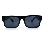 Locs Mens Bold Gothic Logo Thick Arm Horn Rim Gangster All Black Sunglasses