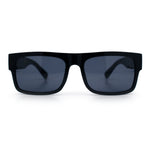 Locs Mens Bold Gothic Logo Thick Arm Horn Rim Gangster All Black Sunglasses