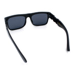 Locs Mens Bold Gothic Logo Thick Arm Horn Rim Gangster All Black Sunglasses
