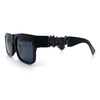 Locs Mens Bold Gothic Logo Thick Arm Horn Rim Gangster All Black Sunglasses