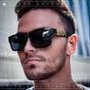 Locs Mens Bold Gothic Logo Thick Arm Horn Rim Gangster All Black Sunglasses