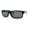 All Black Glass Lens Timeless Classic Narrow Rectangle Dad Shade Sunglasses
