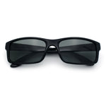 All Black Glass Lens Timeless Classic Narrow Rectangle Dad Shade Sunglasses