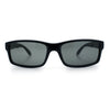 All Black Glass Lens Timeless Classic Narrow Rectangle Dad Shade Sunglasses