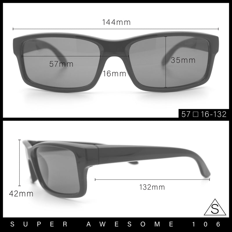 All Black Glass Lens Timeless Classic Narrow Rectangle Dad Shade Sunglasses