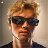All Black Glass Lens Timeless Classic Narrow Rectangle Dad Shade Sunglasses