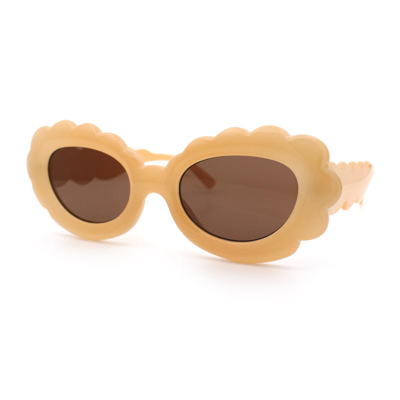 Womens Fluffy Cloud Shape Oval Plastic Sunglasses