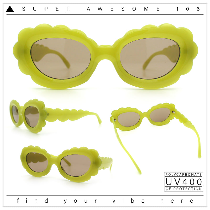 Womens Fluffy Cloud Shape Oval Plastic Sunglasses