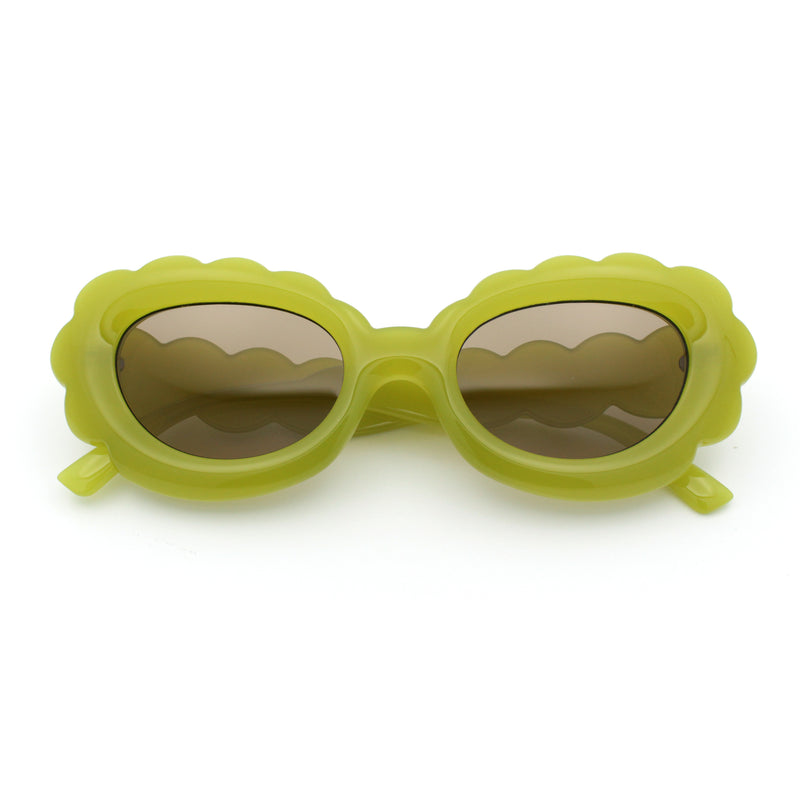 Womens Fluffy Cloud Shape Oval Plastic Sunglasses