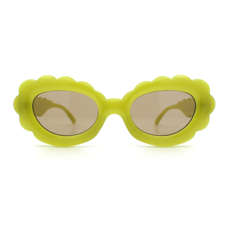 Womens Fluffy Cloud Shape Oval Plastic Sunglasses