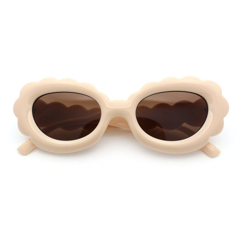 Womens Fluffy Cloud Shape Oval Plastic Sunglasses