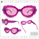 Womens Fluffy Cloud Shape Oval Plastic Sunglasses