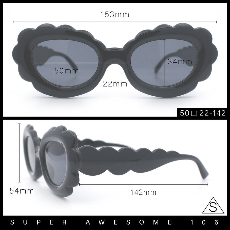 Womens Fluffy Cloud Shape Oval Plastic Sunglasses