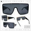 Womens Diva Oversized Shield Metal Rim Rectangle Luxury Sunglasses