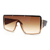 Womens Diva Oversized Shield Metal Rim Rectangle Luxury Sunglasses