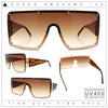 Womens Diva Oversized Shield Metal Rim Rectangle Luxury Sunglasses
