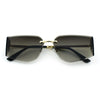 Womens Wrap Folded Lens Rectangular Rimless Luxury Sunglasses
