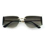 Womens Wrap Folded Lens Rectangular Rimless Luxury Sunglasses