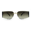 Womens Wrap Folded Lens Rectangular Rimless Luxury Sunglasses