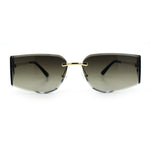 Womens Wrap Folded Lens Rectangular Rimless Luxury Sunglasses