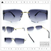 Womens Wrap Folded Lens Rectangular Rimless Luxury Sunglasses