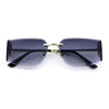 Womens Wrap Folded Lens Rectangular Rimless Luxury Sunglasses