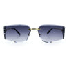 Womens Wrap Folded Lens Rectangular Rimless Luxury Sunglasses