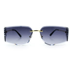 Womens Wrap Folded Lens Rectangular Rimless Luxury Sunglasses