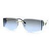 Womens Wrap Folded Lens Rectangular Rimless Luxury Sunglasses