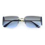 Womens Wrap Folded Lens Rectangular Rimless Luxury Sunglasses
