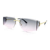 Womens Wrap Folded Lens Rectangular Rimless Luxury Sunglasses