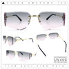 Womens Wrap Folded Lens Rectangular Rimless Luxury Sunglasses