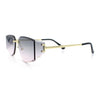 Womens Wrap Folded Lens Rectangular Rimless Luxury Sunglasses
