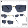 Womens Wrap Folded Lens Rectangular Rimless Luxury Sunglasses