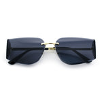Womens Wrap Folded Lens Rectangular Rimless Luxury Sunglasses