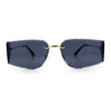 Womens Wrap Folded Lens Rectangular Rimless Luxury Sunglasses